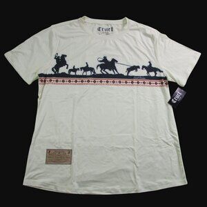 Cruel Denim Women's Short Sleeve Roping  Border Graphic T-Shirt Cream